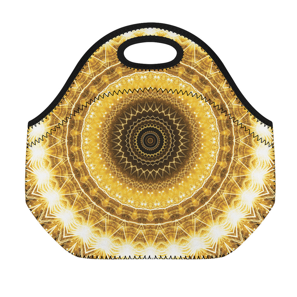 Gold Lights Kaleidoscope Print Neoprene Lunch Bag