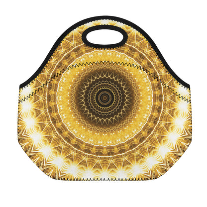 Gold Lights Kaleidoscope Print Neoprene Lunch Bag