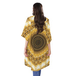 Gold Lights Kaleidoscope Print Open Front Beach Cover Up