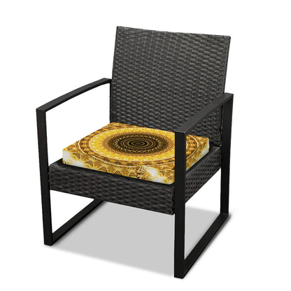 Gold Lights Kaleidoscope Print Outdoor Seat Cushion Cover
