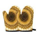 Gold Lights Kaleidoscope Print Oven Mitts