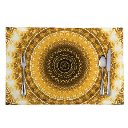 Gold Lights Kaleidoscope Print Placemat
