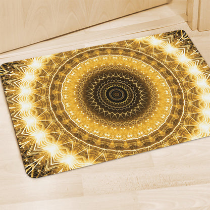 Gold Lights Kaleidoscope Print Polyester Doormat