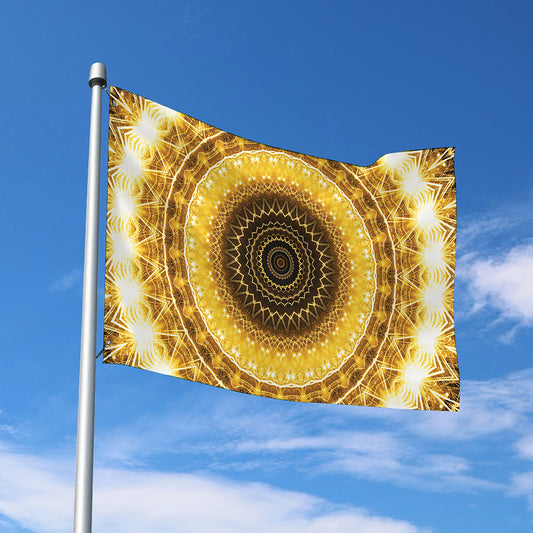 Gold Lights Kaleidoscope Print Polyester Flag