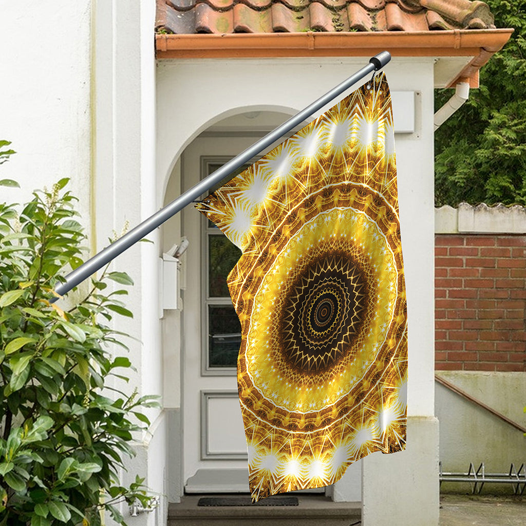 Gold Lights Kaleidoscope Print Polyester Flag