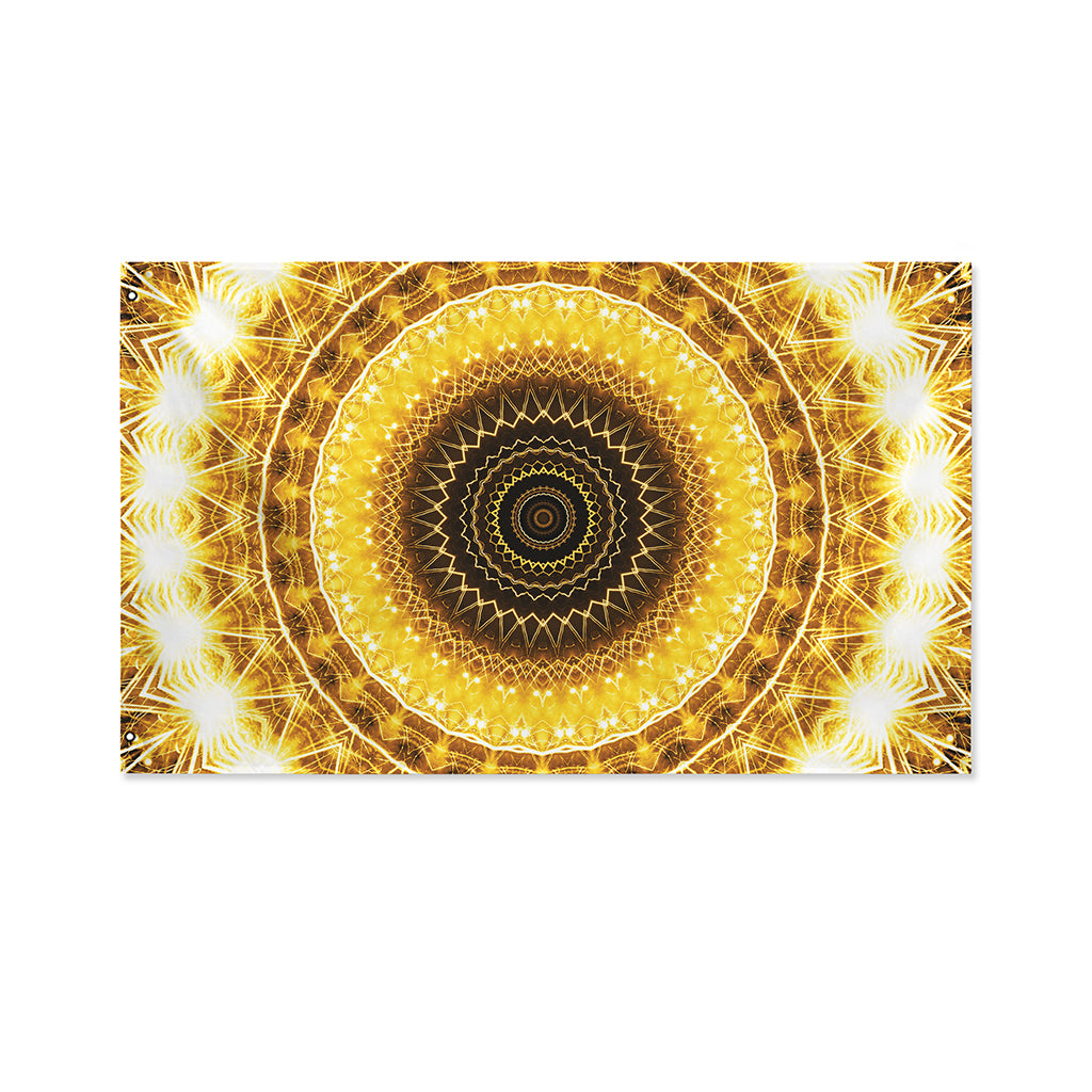 Gold Lights Kaleidoscope Print Polyester Flag