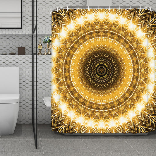 Gold Lights Kaleidoscope Print Polyester Shower Curtain