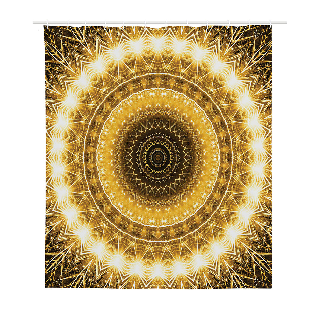 Gold Lights Kaleidoscope Print Polyester Shower Curtain