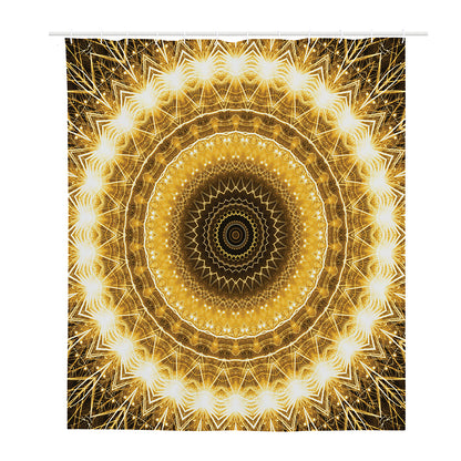 Gold Lights Kaleidoscope Print Polyester Shower Curtain