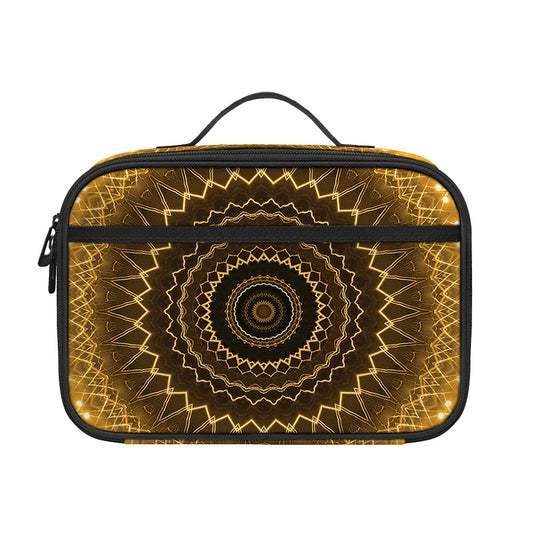 Gold Lights Kaleidoscope Print Portable Lunch Bag