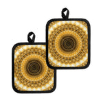 Gold Lights Kaleidoscope Print Pot Holders