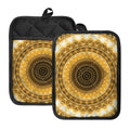 Gold Lights Kaleidoscope Print Pot Holders With Pocket