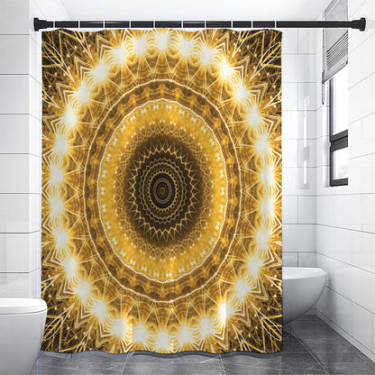 Gold Lights Kaleidoscope Print Premium Shower Curtain