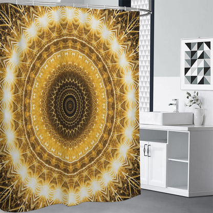 Gold Lights Kaleidoscope Print Premium Shower Curtain