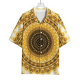 Gold Lights Kaleidoscope Print Rayon Hawaiian Shirt