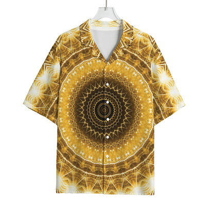 Gold Lights Kaleidoscope Print Rayon Hawaiian Shirt