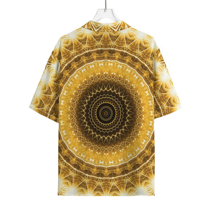 Gold Lights Kaleidoscope Print Rayon Hawaiian Shirt