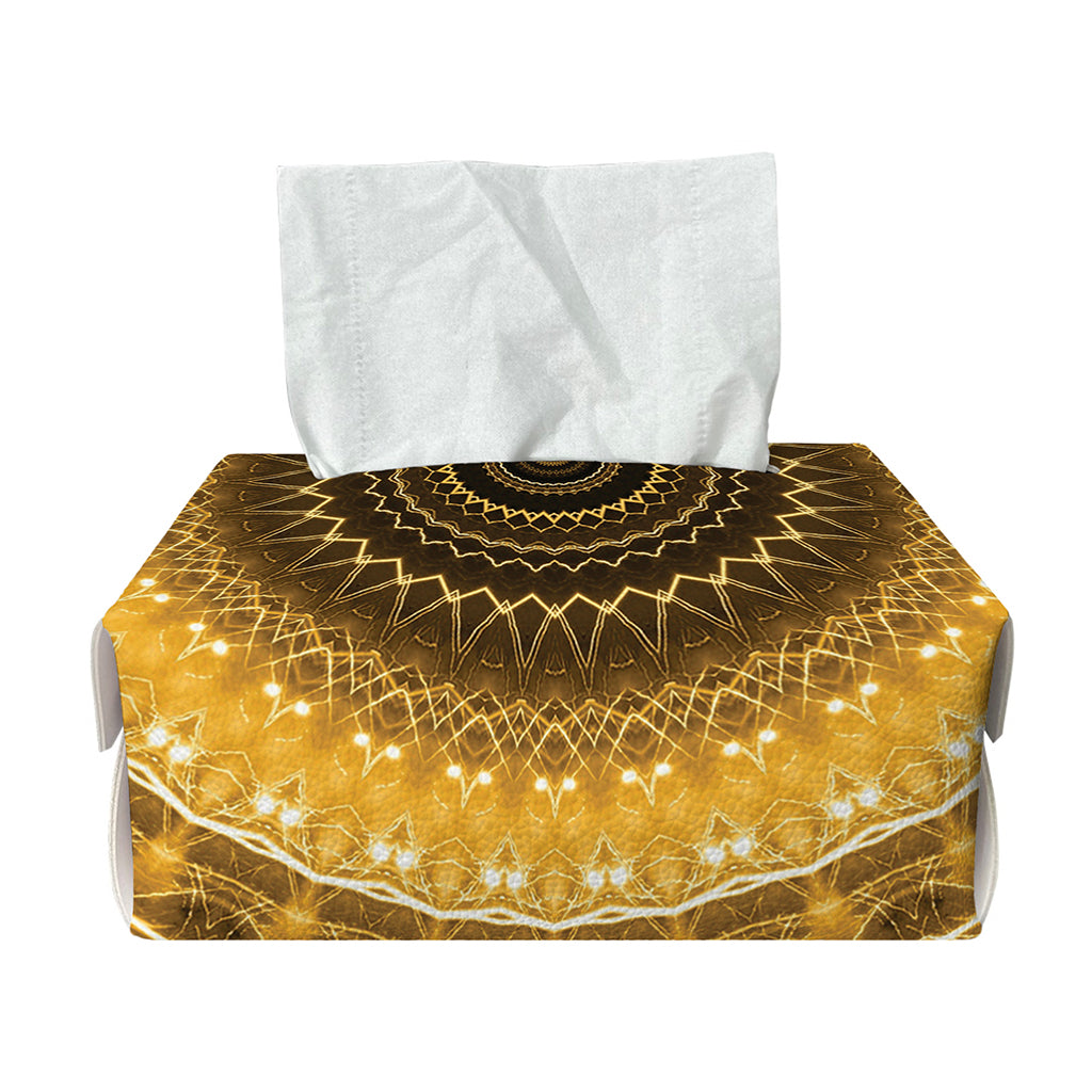 Gold Lights Kaleidoscope Print Rectangle Tissue Box Cover