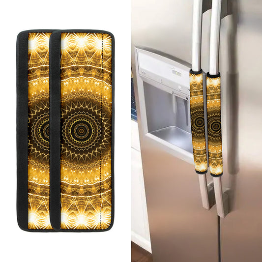 Gold Lights Kaleidoscope Print Refrigerator Handle Covers