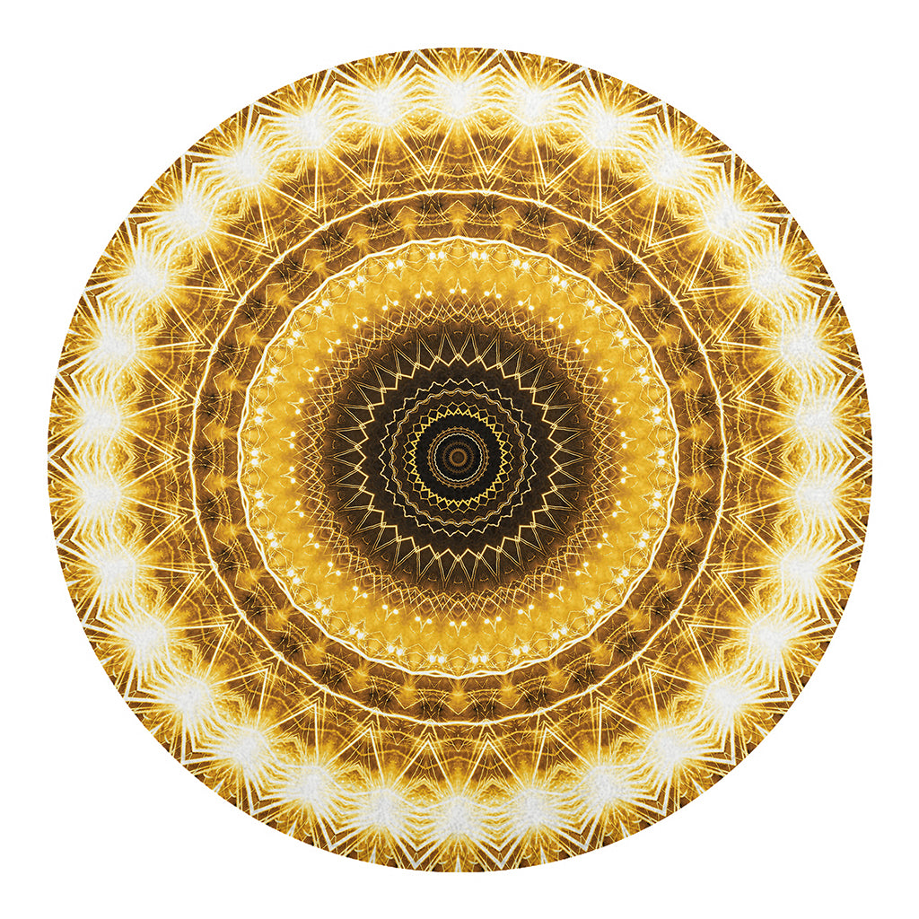 Gold Lights Kaleidoscope Print Round Blanket