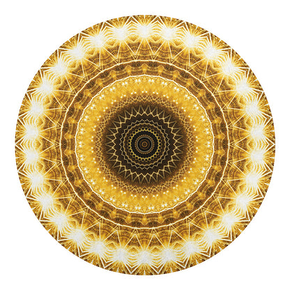 Gold Lights Kaleidoscope Print Round Blanket