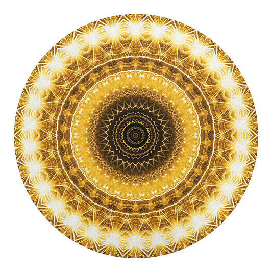 Gold Lights Kaleidoscope Print Round Blanket