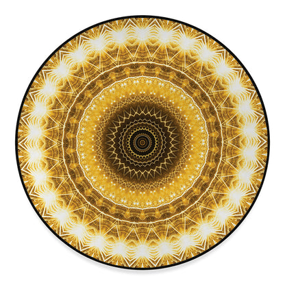 Gold Lights Kaleidoscope Print Round Floor Mat