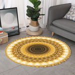 Gold Lights Kaleidoscope Print Round Rug