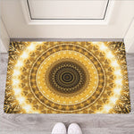 Gold Lights Kaleidoscope Print Rubber Doormat