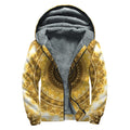 Gold Lights Kaleidoscope Print Sherpa Lined Zip Up Hoodie
