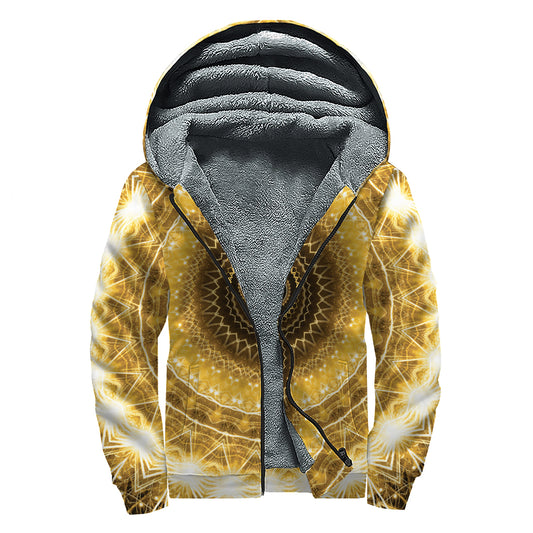 Gold Lights Kaleidoscope Print Sherpa Lined Zip Up Hoodie