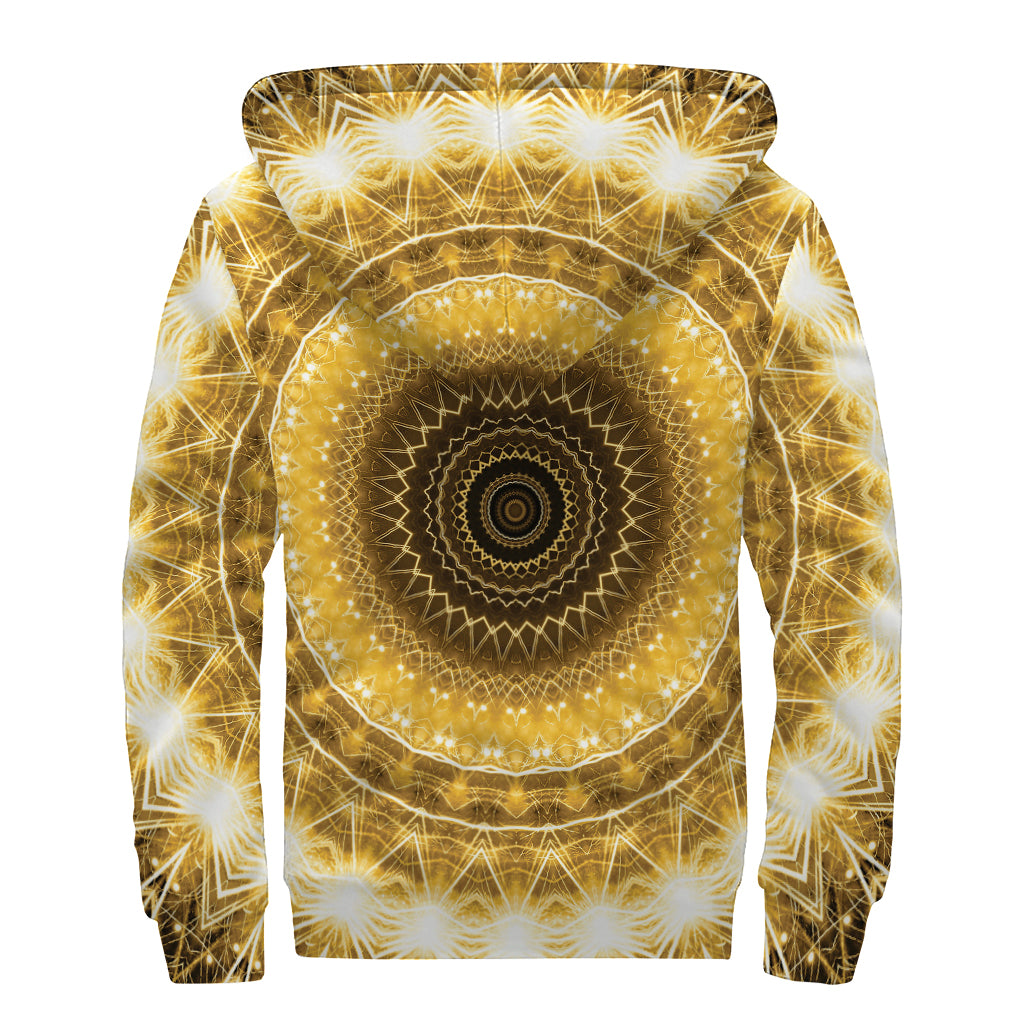 Gold Lights Kaleidoscope Print Sherpa Lined Zip Up Hoodie
