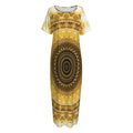 Gold Lights Kaleidoscope Print Short Sleeve Long Nightdress