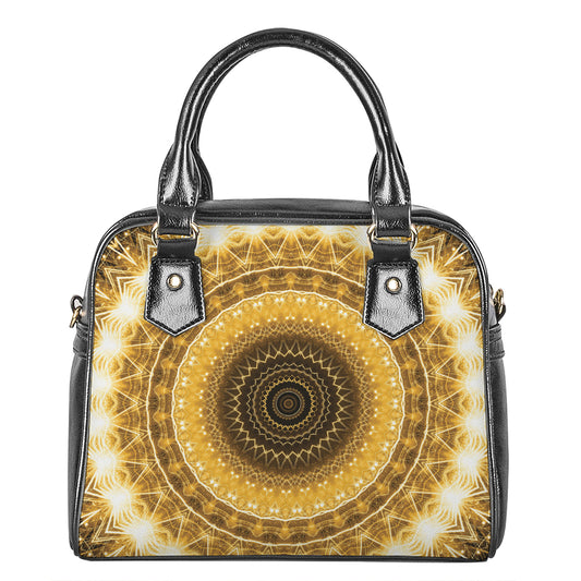 Gold Lights Kaleidoscope Print Shoulder Handbag