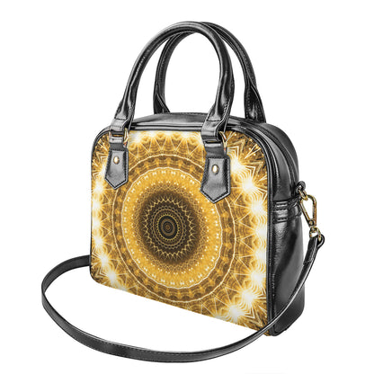 Gold Lights Kaleidoscope Print Shoulder Handbag