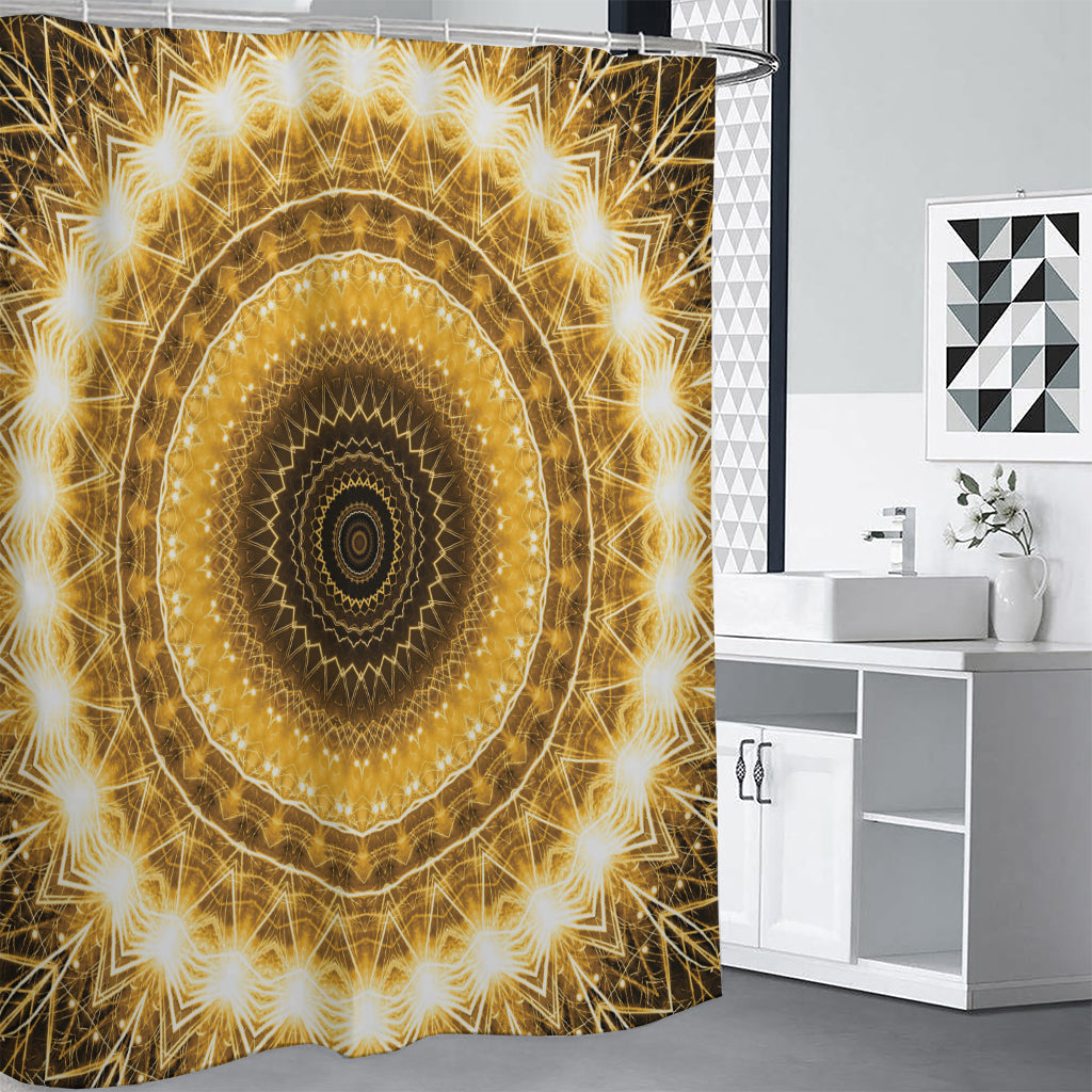 Gold Lights Kaleidoscope Print Shower Curtain
