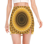 Gold Lights Kaleidoscope Print Side Slit Mini Skirt