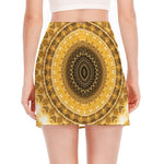 Gold Lights Kaleidoscope Print Side Slit Mini Skirt