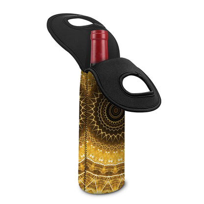 Gold Lights Kaleidoscope Print Single Neoprene Wine Tote