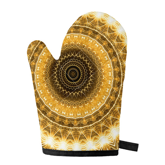 Gold Lights Kaleidoscope Print Single Oven Mitt