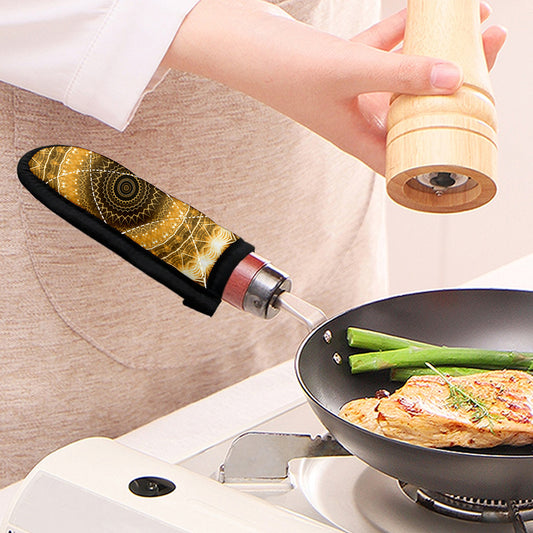 Gold Lights Kaleidoscope Print Skillet Handle Cover