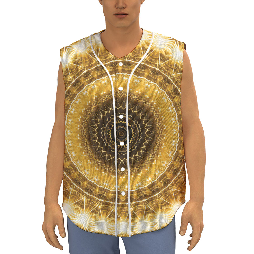Gold Lights Kaleidoscope Print Sleeveless Baseball Jersey