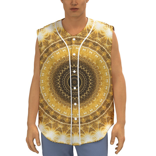Gold Lights Kaleidoscope Print Sleeveless Baseball Jersey