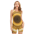 Gold Lights Kaleidoscope Print Sleeveless One Piece Swimsuit