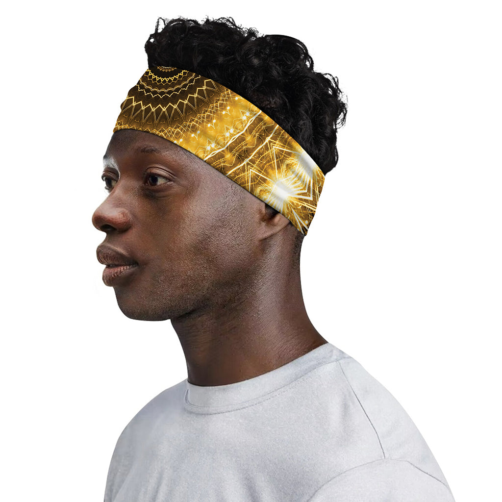 Gold Lights Kaleidoscope Print Sports Headband