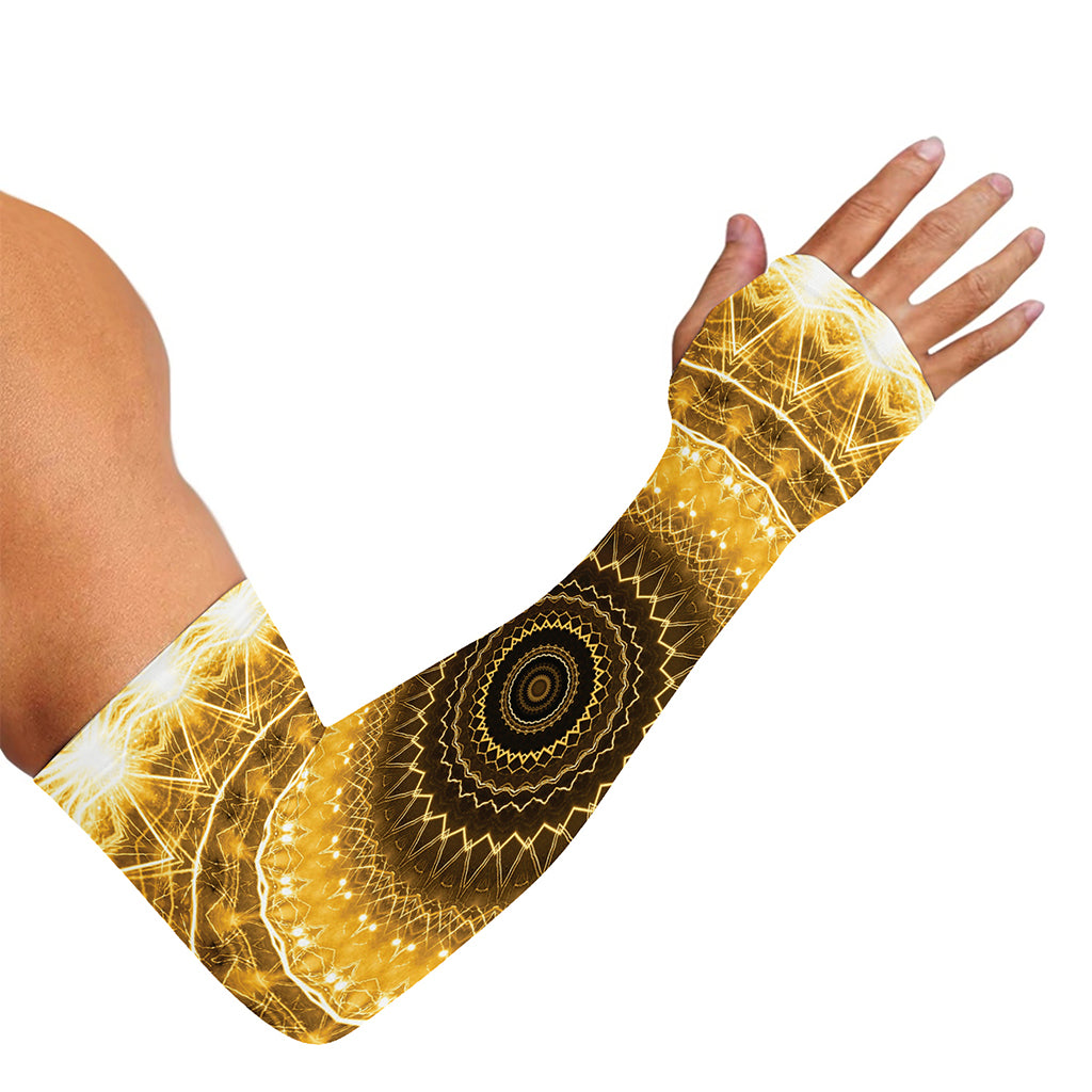Gold Lights Kaleidoscope Print Sun Protection Arm Sleeves