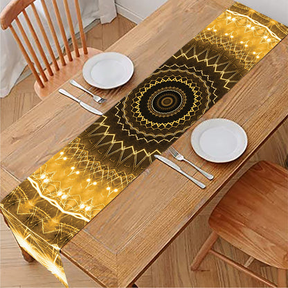 Gold Lights Kaleidoscope Print Table Runner