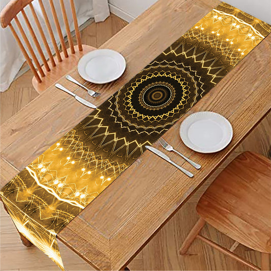 Gold Lights Kaleidoscope Print Table Runner