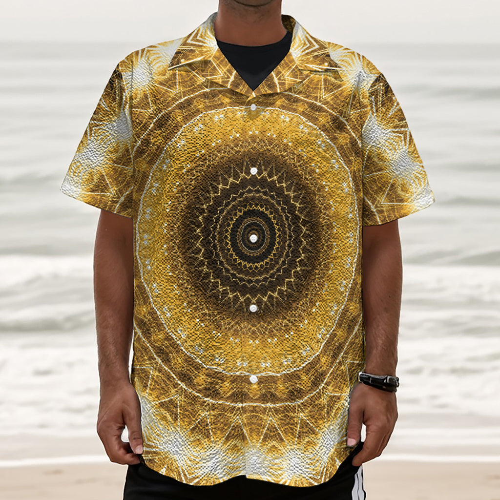 Gold Lights Kaleidoscope Print Textured Short Sleeve Shirt