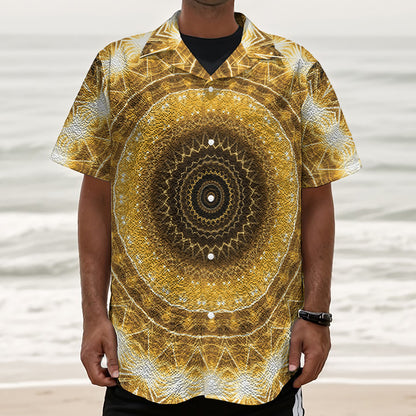 Gold Lights Kaleidoscope Print Textured Short Sleeve Shirt